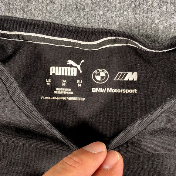 Puma x BMW Motorsport Mens Medium Graphic Print Slim Fit Racing Black Shirt - Picture 4 of 7